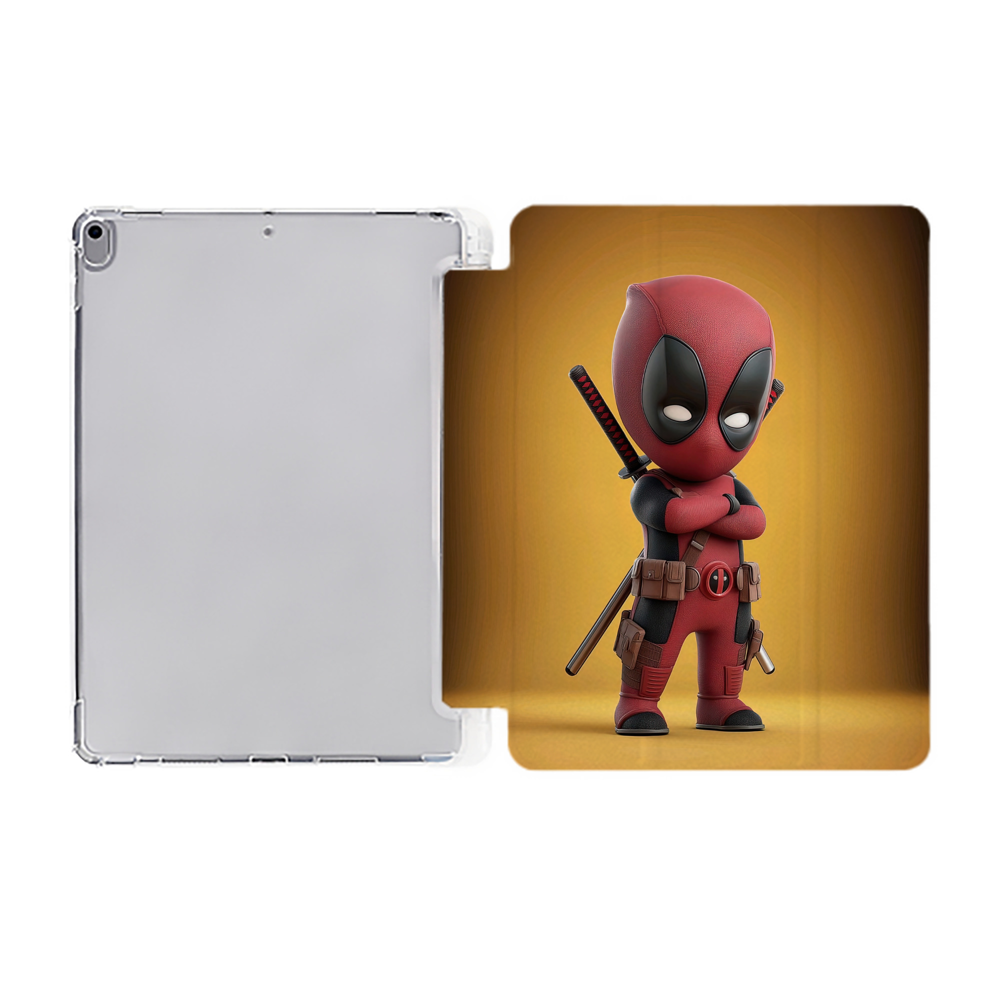 （画像用） Deadpool デッドプール IPad ケース ペン収納付き 三つ折りスタンド PUレザー×シリコン 対応機種9.5/10.5/10.9インチ